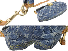 Load image into Gallery viewer, 極美品 LOUIS VUITTON ルイヴィトン ミニプリーティ ワンショルダーバッグ ハンドバッグ M95050 モノグラムデニム レザー ブルー 中古 4c068252