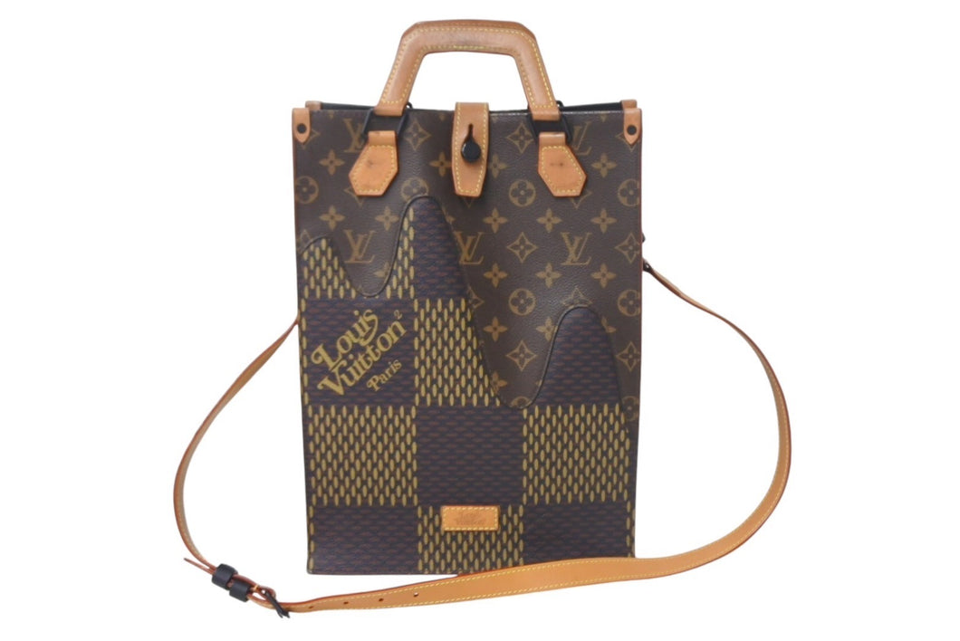 LOUIS VUITTON ルイヴィトン トートバッグ ジャイアント NIGO ダミエ モノグラムキャンバス ブラウン N40355 美品 中古 4c068256