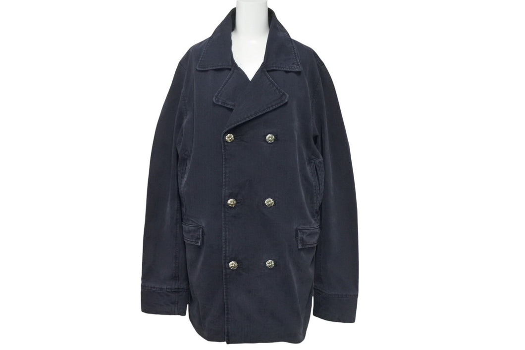 極美品 CHROME HEARTS クロスボールボタン ヘリンボーン Pコート サイズL 400180371******001 中古 4c068279