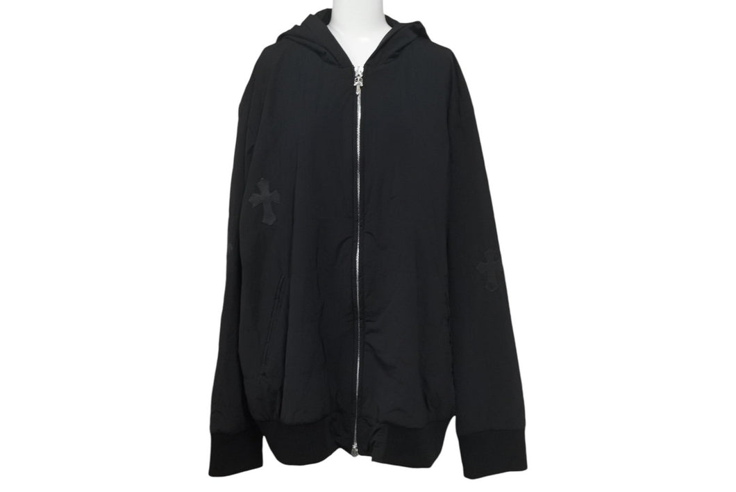Chrome Hearts ジップアップナイロンジャケット クロスパッチ フード サイズXL 2225-304-5060 美品 中古 4c068281