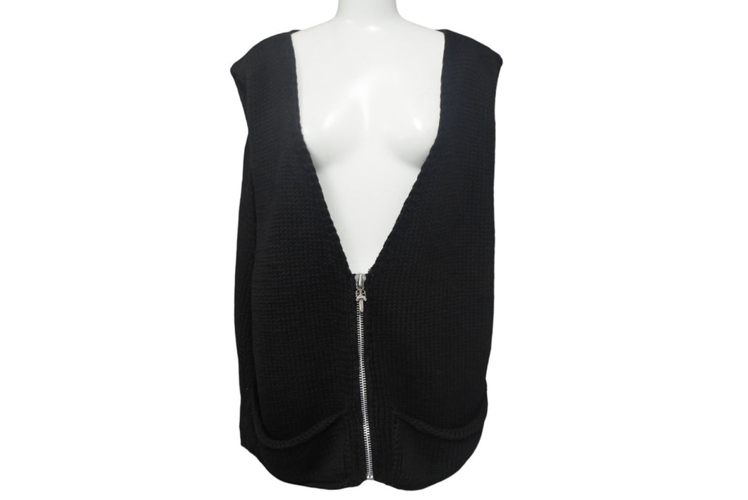 Chrome Hearts クロムハーツ クロスパッチ コットン ジップアップ ニットベスト サイズL 美品 中古 4c068283