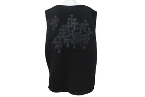 Chrome Hearts クロムハーツ クロスパッチ コットン ジップアップ ニットベスト サイズL 美品 中古 4c068283