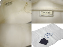 画像をギャラリービューアに読み込む, PRADA プラダ ポーチ ミニ トライアングルロゴ イタリア製バッグ ハンドキャンバス ホワイト シルバー金具 美品 中古 4c068318 