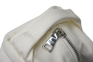PRADA プラダ ポーチ ミニ トライアングルロゴ イタリア製バッグ ハンドキャンバス ホワイト シルバー金具 美品 中古 4c068318 