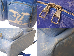 新品同様 LOUIS VUITTON ルイヴィトン バックパック マルチポケット M45441 モノグラムクラウズキャンバス ブルー 中古 4c068375