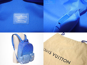 新品同様 LOUIS VUITTON ルイヴィトン バックパック マルチポケット M45441 モノグラムクラウズキャンバス ブルー 中古 4c068375