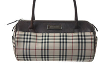 画像をギャラリービューアに読み込む, Burberry バーバリー ハンドバッグ ミニボストンバッグ ノバチェック柄 レザーキャンバス ベージュ ブラウン シルバー 美品 中古 4c068459 