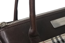 画像をギャラリービューアに読み込む, Burberry バーバリー ハンドバッグ ミニボストンバッグ ノバチェック柄 レザーキャンバス ベージュ ブラウン シルバー 美品 中古 4c068459 
