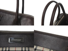 画像をギャラリービューアに読み込む, Burberry バーバリー ハンドバッグ ミニボストンバッグ ノバチェック柄 レザーキャンバス ベージュ ブラウン シルバー 美品 中古 4c068459 