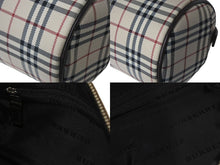 画像をギャラリービューアに読み込む, Burberry バーバリー ハンドバッグ ミニボストンバッグ ノバチェック柄 レザーキャンバス ベージュ ブラウン シルバー 美品 中古 4c068459 