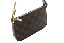 画像をギャラリービューアに読み込む, 極美品 LOUIS VUITTON ルイヴィトン ダミエ ミニ ポシェット アクセソワール ポーチ N58009 ブラウン ゴールド金具 中古 4c068481