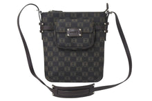 Load image into Gallery viewer, LOEWE ロエベ ショルダーバッグ 斜め掛けバッグ アナグラム ミニポーチ付き キャンバス レザー ブラック ブラウン 美品 中古 4c068488