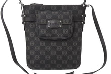 Load image into Gallery viewer, LOEWE ロエベ ショルダーバッグ 斜め掛けバッグ アナグラム ミニポーチ付き キャンバス レザー ブラック ブラウン 美品 中古 4c068488
