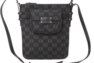 LOEWE ロエベ ショルダーバッグ 斜め掛けバッグ アナグラム ミニポーチ付き キャンバス レザー ブラック ブラウン 美品 中古 4c068488