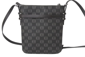 LOEWE ロエベ ショルダーバッグ 斜め掛けバッグ アナグラム ミニポーチ付き キャンバス レザー ブラック ブラウン 美品 中古 4c068488