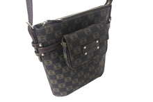 Load image into Gallery viewer, LOEWE ロエベ ショルダーバッグ 斜め掛けバッグ アナグラム ミニポーチ付き キャンバス レザー ブラック ブラウン 美品 中古 4c068488