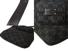 Load image into Gallery viewer, LOEWE ロエベ ショルダーバッグ 斜め掛けバッグ アナグラム ミニポーチ付き キャンバス レザー ブラック ブラウン 美品 中古 4c068488