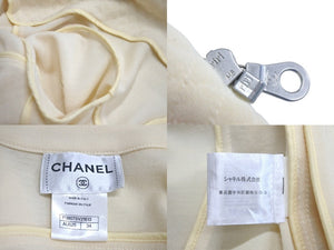 極美品 CHANEL シャネル P38075V21513 ウール ライダース ジャケット サイズ34 オフホワイト 中古 4c068545
