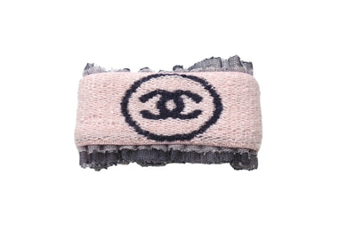 CHANEL シャネル ココマーク COCO リストバンド ブレスレット Ａ17947 レース ピンク ブラック 美品 中古 4c068549