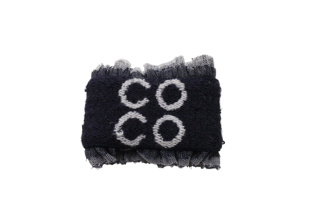 CHANEL シャネル ココマーク COCO リストバンド ブレスレット レース ネイビー ホワイト 美品 中古 4c068550