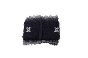 CHANEL シャネル ココマーク COCO リストバンド ブレスレット レース ネイビー ホワイト 美品 中古 4c068550