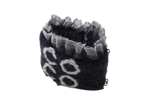 CHANEL シャネル ココマーク COCO リストバンド ブレスレット レース ネイビー ホワイト 美品 中古 4c068550