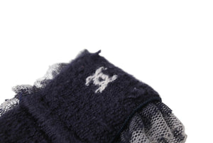 CHANEL シャネル ココマーク COCO リストバンド ブレスレット レース ネイビー ホワイト 美品 中古 4c068550