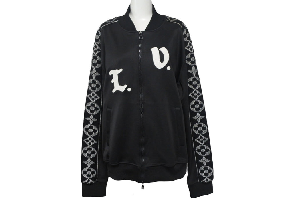 LOUIS VUITTON ルイヴィトン ブルゾン LVフラワーバンドトラックトップブルゾン 21AW ブラック M RM212 ZSC HLY92W 美品 中古 4c068553