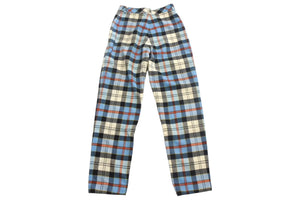CHANEL シャネル チェックパンツ ココボタン フランス製 ウール ブルー レッド ホワイト サイズ38 美品 中古 4c068571