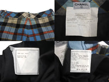 Load image into Gallery viewer, CHANEL シャネル チェックパンツ ココボタン フランス製 ウール ブルー レッド ホワイト サイズ38 美品 中古 4c068571