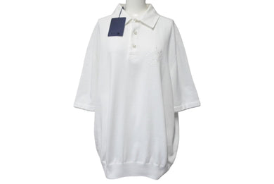 新品未使用 LOUIS VUITTON ルイヴィトン ポロシャツ 1AFQQF サイズM Marque L.Vuitton déposée フェイクパール ホワイト 中古 4c068572