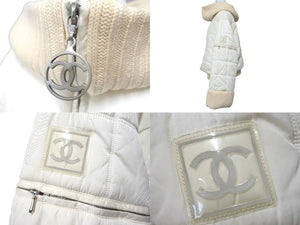 CHANEL シャネル スポーツライン リバーシブル ダウンジャケット B1627 イタリア製 ナイロン アイボリー サイズ38 良品 中古 4c068593