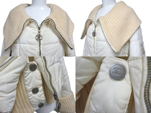 CHANEL シャネル スポーツライン リバーシブル ダウンジャケット B1627 イタリア製 ナイロン アイボリー サイズ38 良品 中古 4c068593