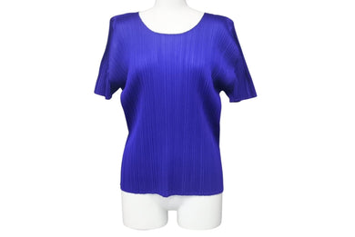 PLEATS PLEASE ISSEY MIYAKE プリーツプリーズ イッセイミヤケ Tシャツ PP11-JK208 ブルー サイズ3 美品 中古 4c068578