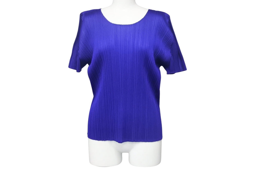 PLEATS PLEASE ISSEY MIYAKE プリーツプリーズ イッセイミヤケ Tシャツ PP11-JK208 ブルー サイズ3 美品 中古 4c068578
