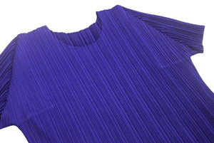 PLEATS PLEASE ISSEY MIYAKE プリーツプリーズ イッセイミヤケ Tシャツ PP11-JK208 ブルー サイズ3 美品 中古 4c068578