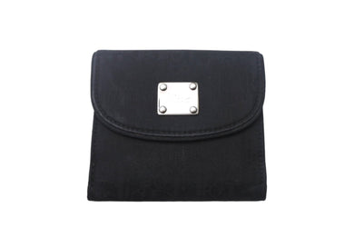 CHRISTIAN DIOR クリスチャンディオール トロッター 二つ折り 財布 コンパクト ブラック 美品 中古 4c068602