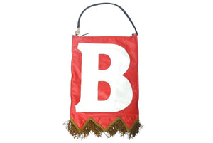 Burberry バーバリー フラッグバッグ クラッチバッグ 旗 イタリア製 レザー レッド ホワイト ゴールド金具 美品 中古 4c068608 
