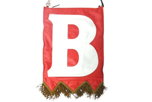 Burberry バーバリー フラッグバッグ クラッチバッグ 旗 イタリア製 レザー レッド ホワイト ゴールド金具 美品 中古 4c068608 