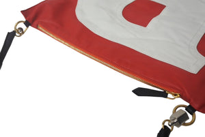 Burberry バーバリー フラッグバッグ クラッチバッグ 旗 イタリア製 レザー レッド ホワイト ゴールド金具 美品 中古 4c068608 