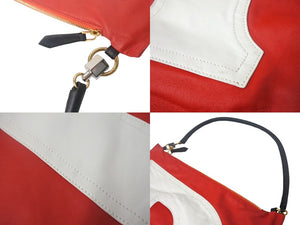 Burberry バーバリー フラッグバッグ クラッチバッグ 旗 イタリア製 レザー レッド ホワイト ゴールド金具 美品 中古 4c068608 