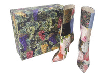 Load image into Gallery viewer, DOLCE&amp;GABBANA ドルチェアンドガッバーナ パッチワーク プリント ヒール ブーツ マルチカラー ナイロン レザー ビスコース CT0735 サイズ37 美品 中古 4c068659
