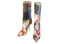 Load image into Gallery viewer, DOLCE&amp;GABBANA ドルチェアンドガッバーナ パッチワーク プリント ヒール ブーツ マルチカラー ナイロン レザー ビスコース CT0735 サイズ37 美品 中古 4c068659