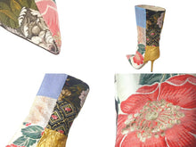 Load image into Gallery viewer, DOLCE&amp;GABBANA ドルチェアンドガッバーナ パッチワーク プリント ヒール ブーツ マルチカラー ナイロン レザー ビスコース CT0735 サイズ37 美品 中古 4c068659