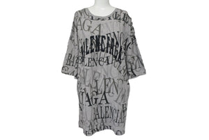 BALENCIAGA バレンシアガ Tシャツ TS50 571205 TEVA4 1300 サイズS 2018年 総柄 グレー 良品 中古 4c076241