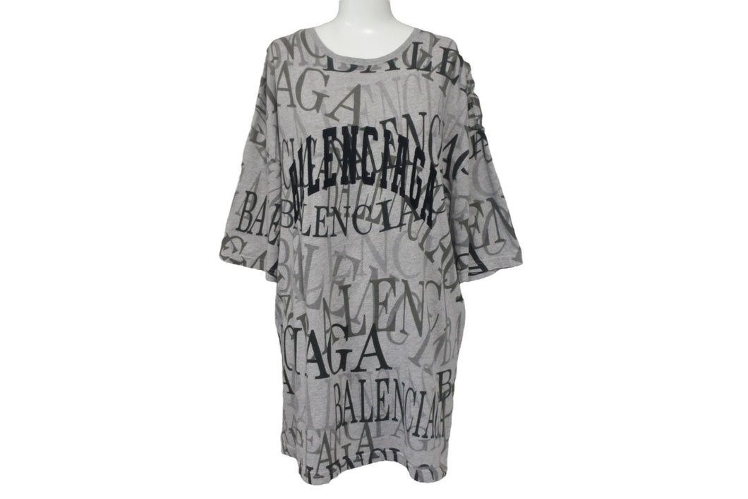 BALENCIAGA バレンシアガ Tシャツ TS50 571205 TEVA4 1300 サイズS 2018年 総柄 グレー 良品 中古 4c076241