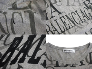 BALENCIAGA バレンシアガ Tシャツ TS50 571205 TEVA4 1300 サイズS 2018年 総柄 グレー 良品 中古 4c076241