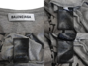 BALENCIAGA バレンシアガ Tシャツ TS50 571205 TEVA4 1300 サイズS 2018年 総柄 グレー 良品 中古 4c076241