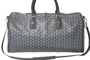 極美品 GOYARD ゴヤール クロワジュール 55 2WAY グレー ボストンバッグ ヘリンボーン PVC レザー シルバー金具 中古 4c068716