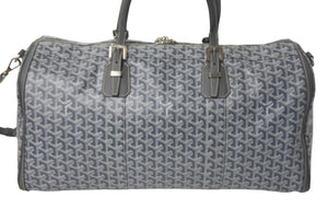 極美品 GOYARD ゴヤール クロワジュール 55 2WAY グレー ボストンバッグ ヘリンボーン PVC レザー シルバー金具 中古 4c068716